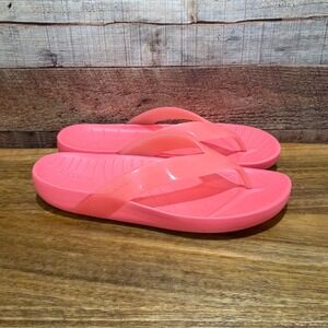 Crocs Kadee II Flip Flops Womens 8 Neon Watermelon Pink Glossy Thong Sandals